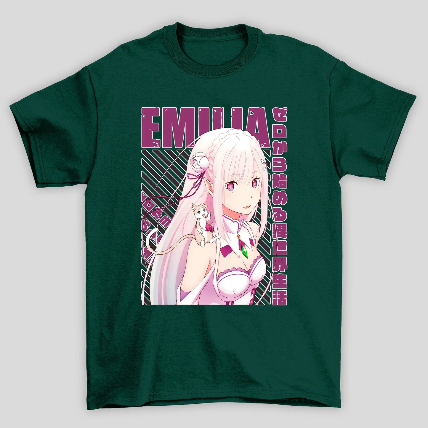 Camiseta Básica Unissex Emilia Kanji Re Zero