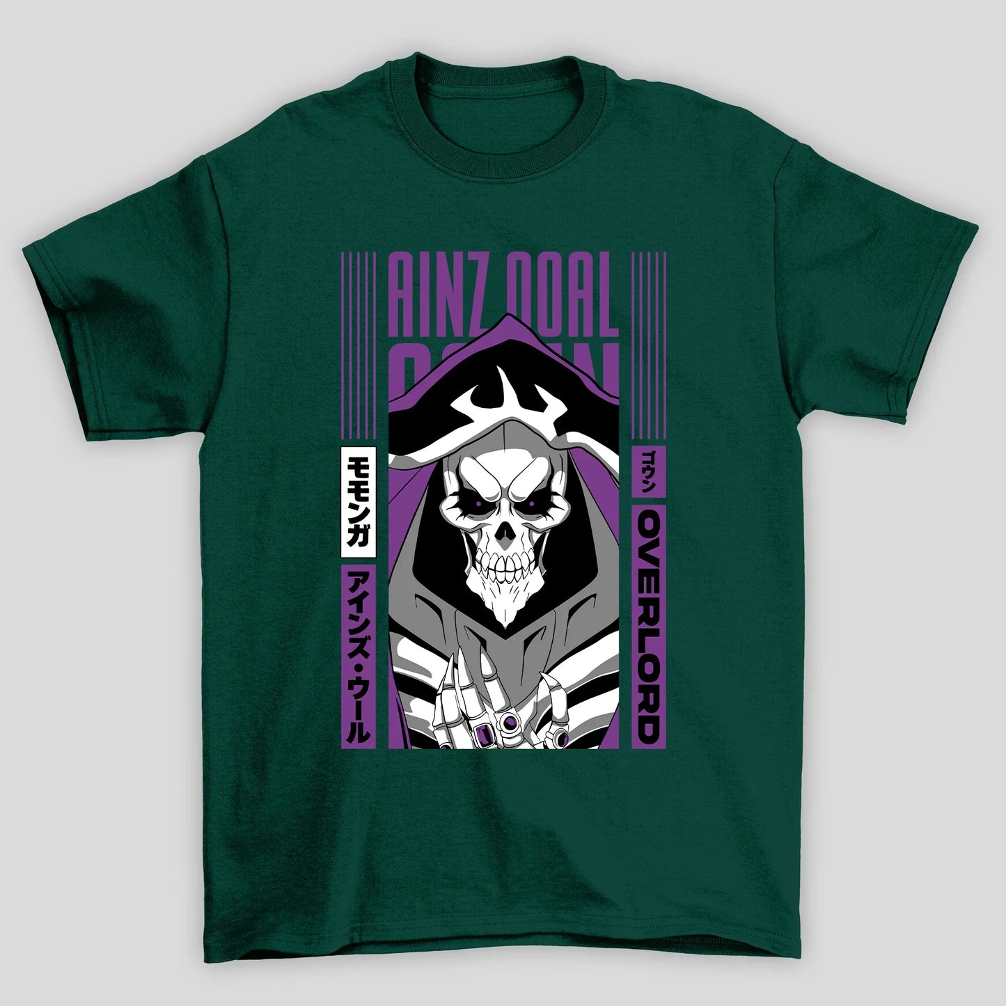 Camiseta Básica Unissex Overlord Ainz Rosto Kanji