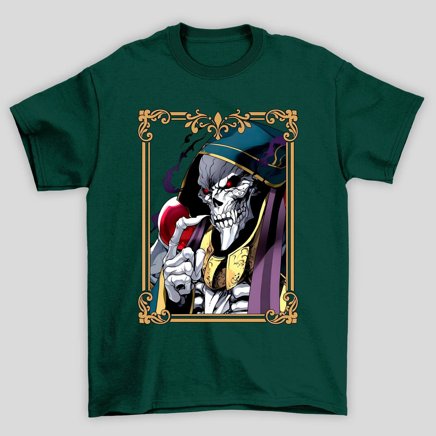 Camiseta Básica Unissex Overlord Ainz Rosto Moldura