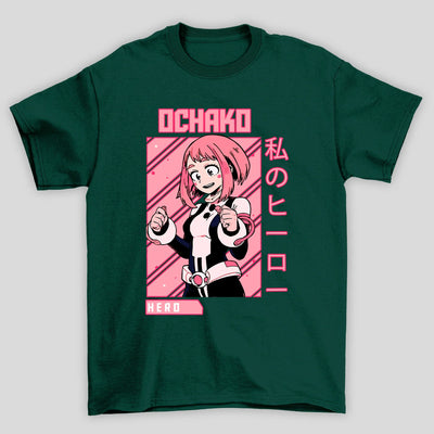 Camiseta Básica Unissex Ochoko Uraraka Kanji Boku No Hero