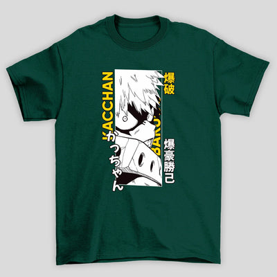 Camiseta Básica Unissex Bakugo Rosto Boku No Hero