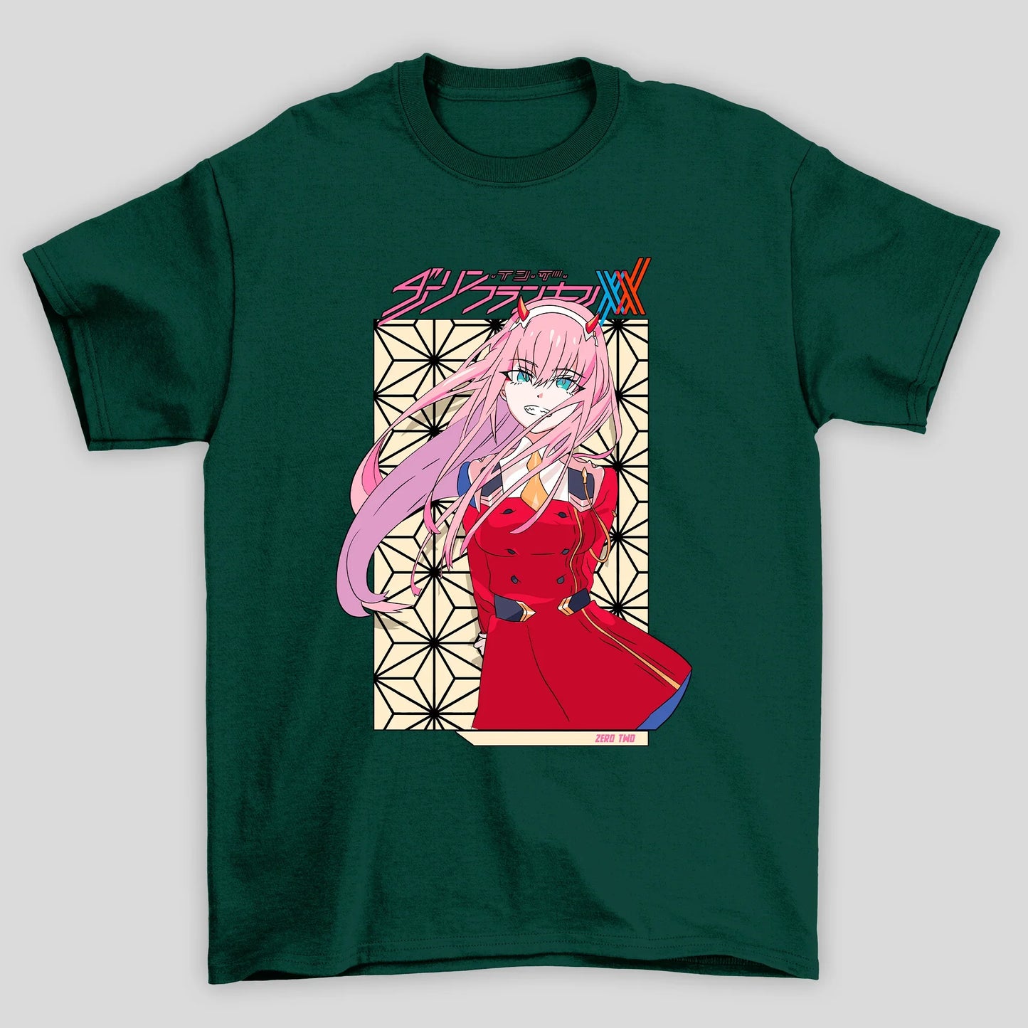Camiseta Básica Unissex Zero Two Sorriso Kanji Darling In The Franxx