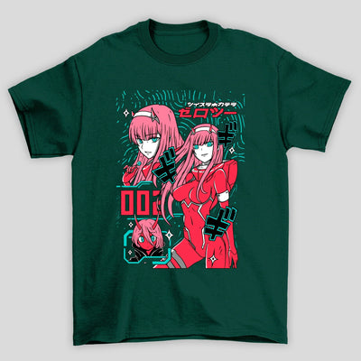 Camiseta Básica Unissex Zero Two Kanji Verde Darling In The Franxx