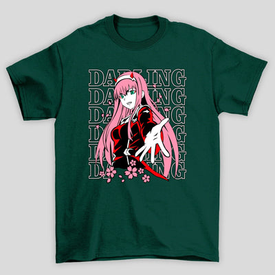 Camiseta Básica Unissex Zero Two Sakura Darling In The Franxx