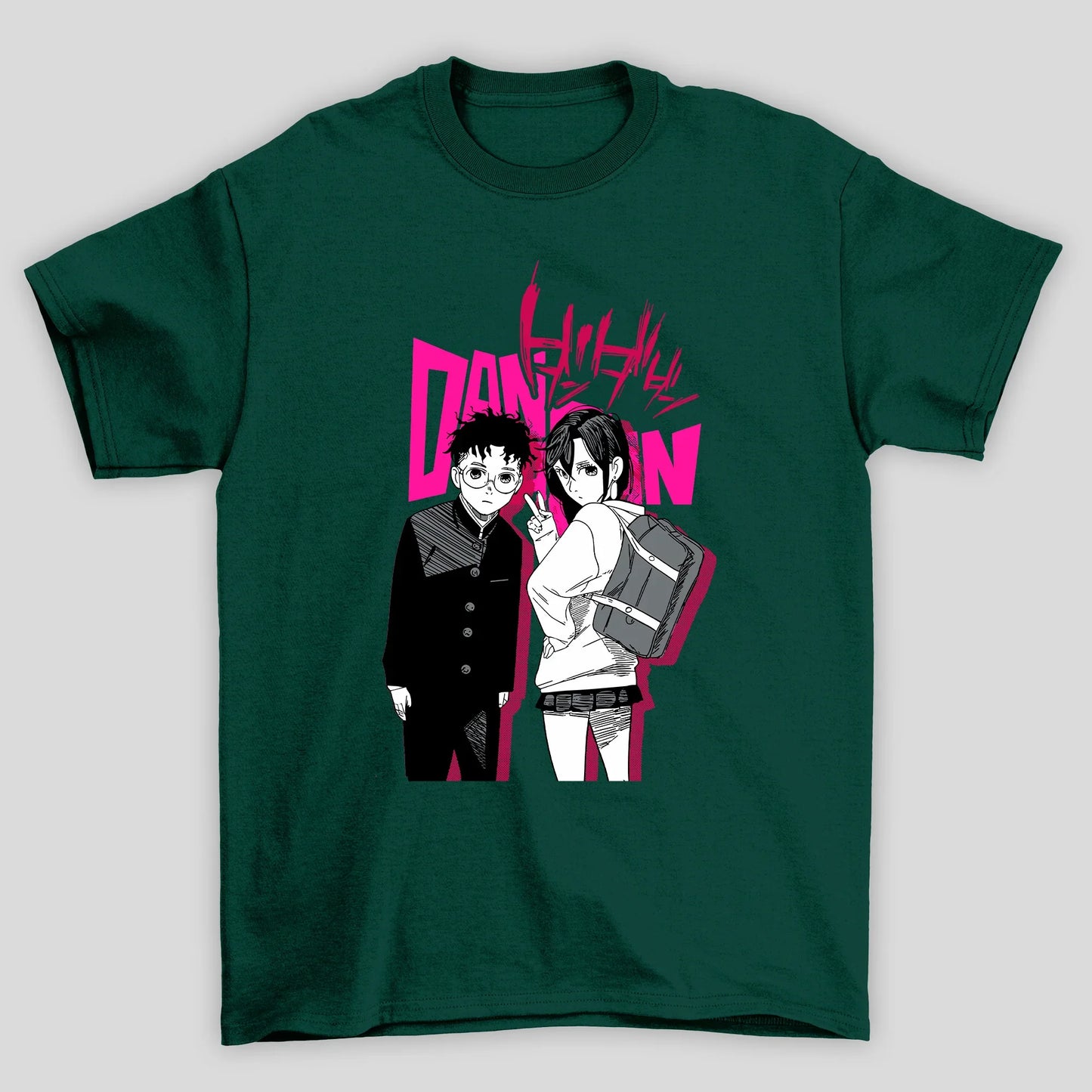Camiseta Básica Unissex Okarun e Momo Ayase Manga Dandadan