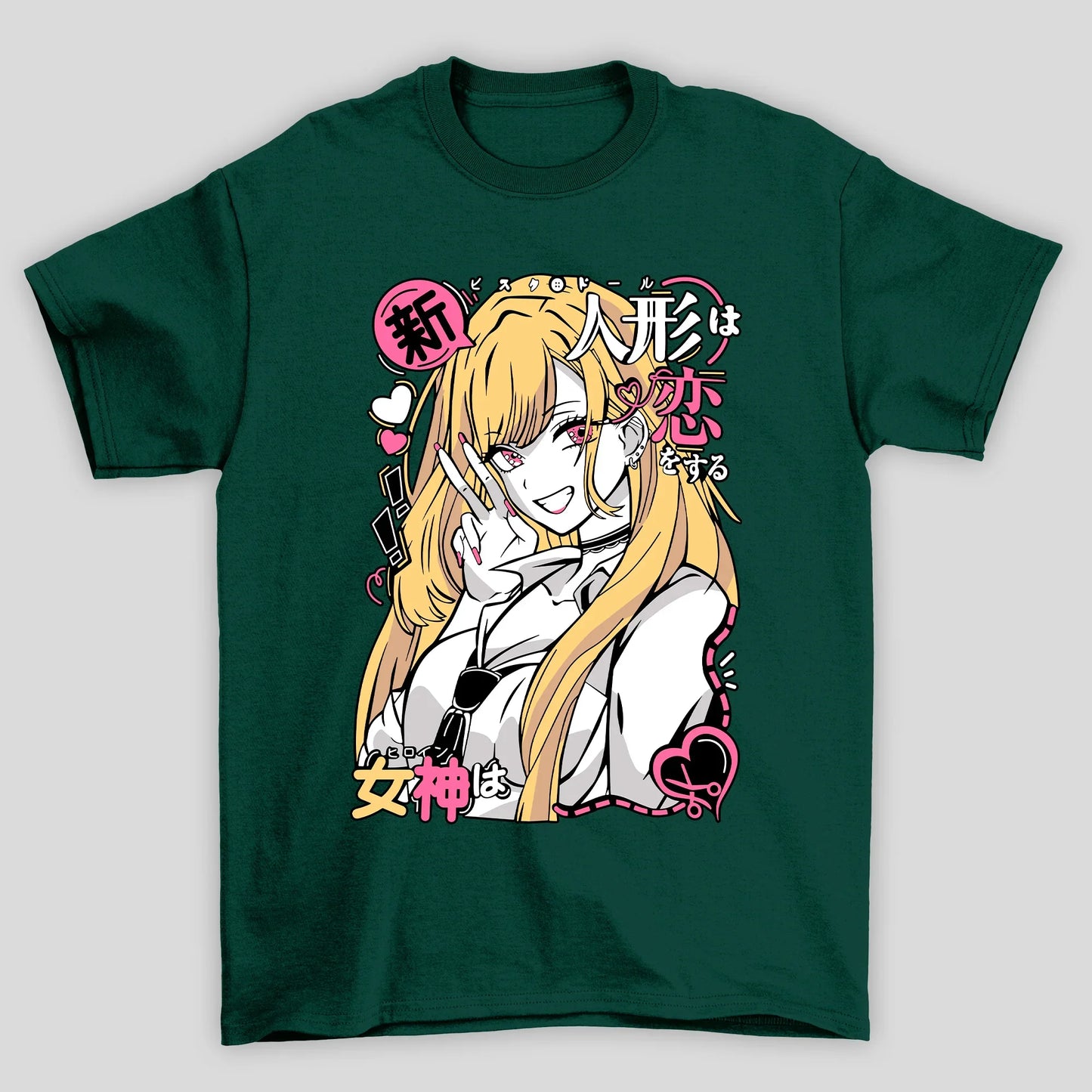 Camiseta Básica Unissex Marin Kanji Coração Darling My Dress Up Darling
