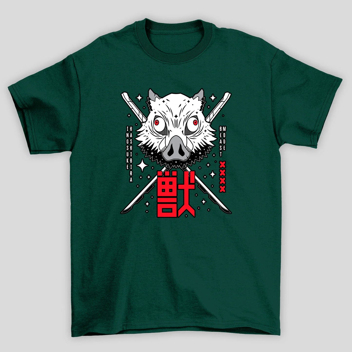 Camiseta Básica Unissex Demon Slayer Inosuke Mascara Kanji