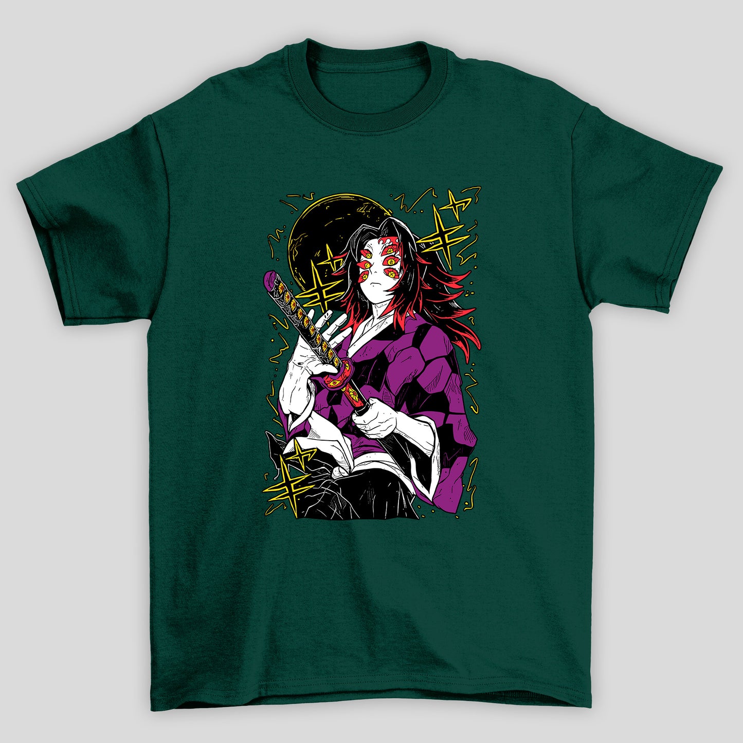 Camiseta Básica Unissex Demon Slayer Kokushibo Lua Espada