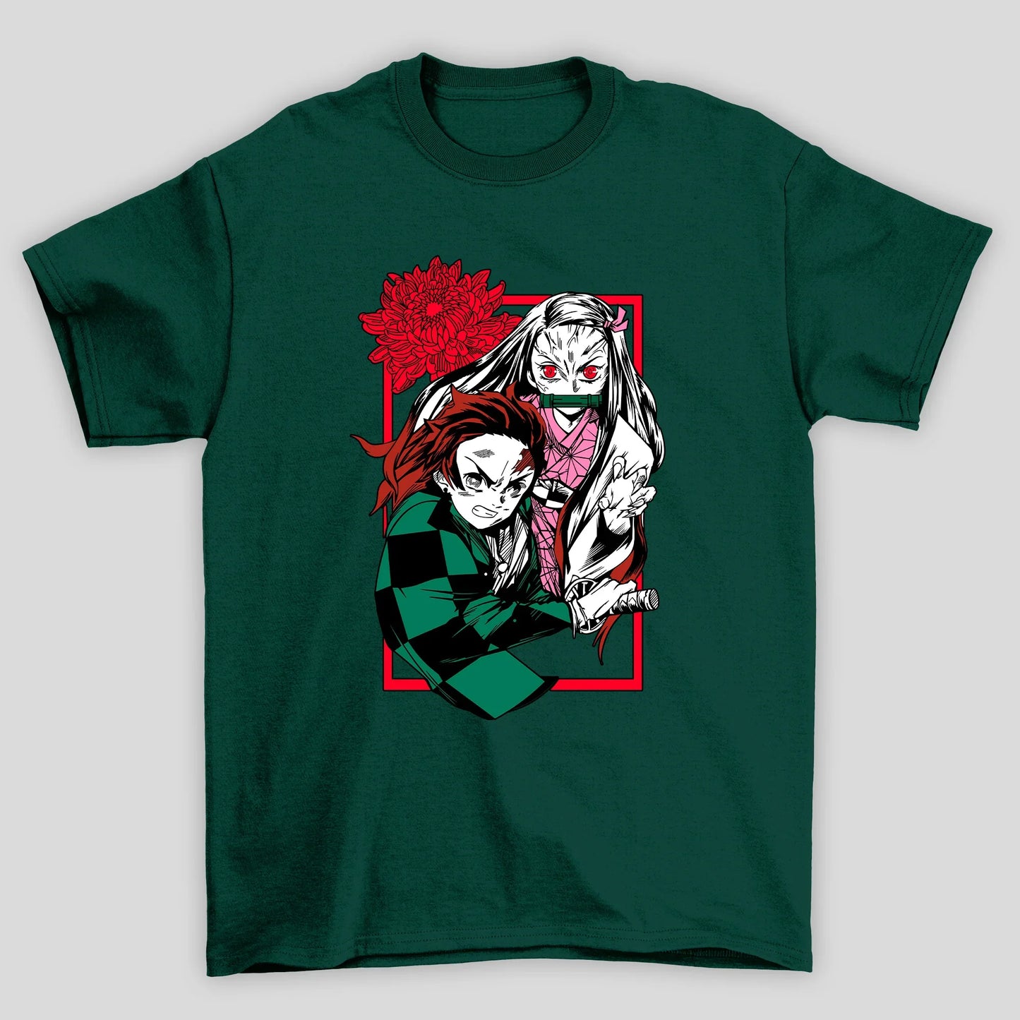 Camiseta Básica Unissex Demon Slayer Nezuko Tanjiro Flor