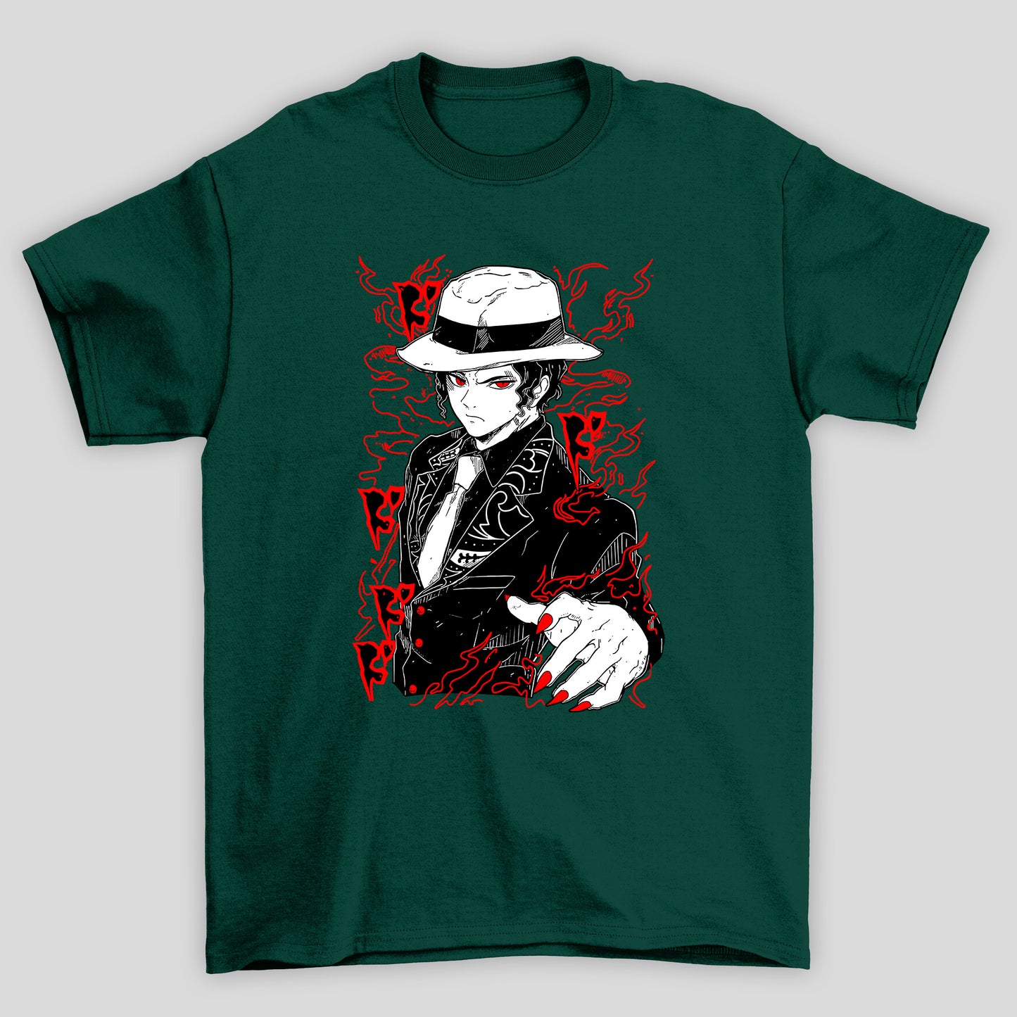 Camiseta Básica Unissex Demon Slayer Muzan Kanji Raios