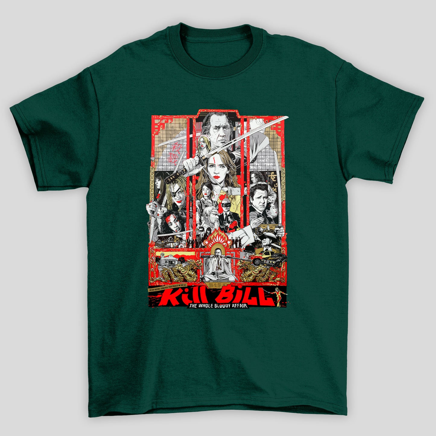 Camiseta Básica Unissex Kill Bill Poster The Whole Bloddy Affair