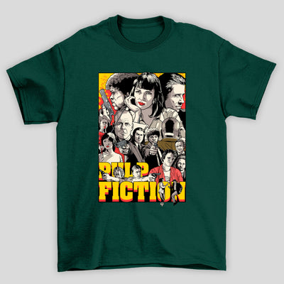 Camiseta Básica Unissex Arte Personagens Pulp Fiction