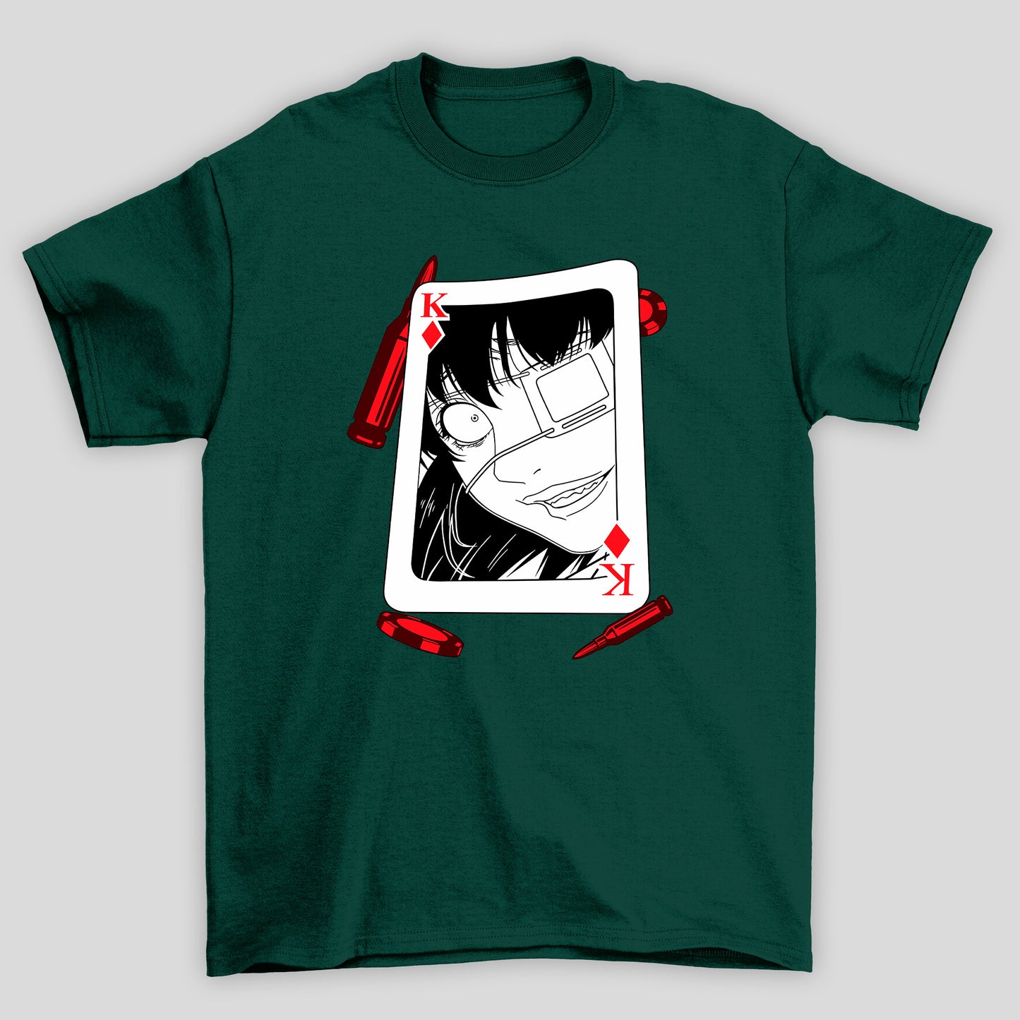 Camiseta Básica Unissex Midari Ikishima Balas Carta Kakegurui