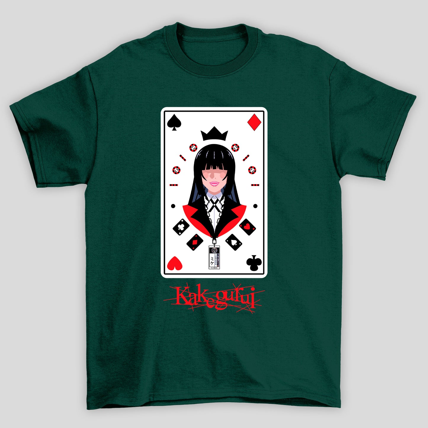 Camiseta Básica Unissex Yumeko Jabani Carta Rainha Kakegurui