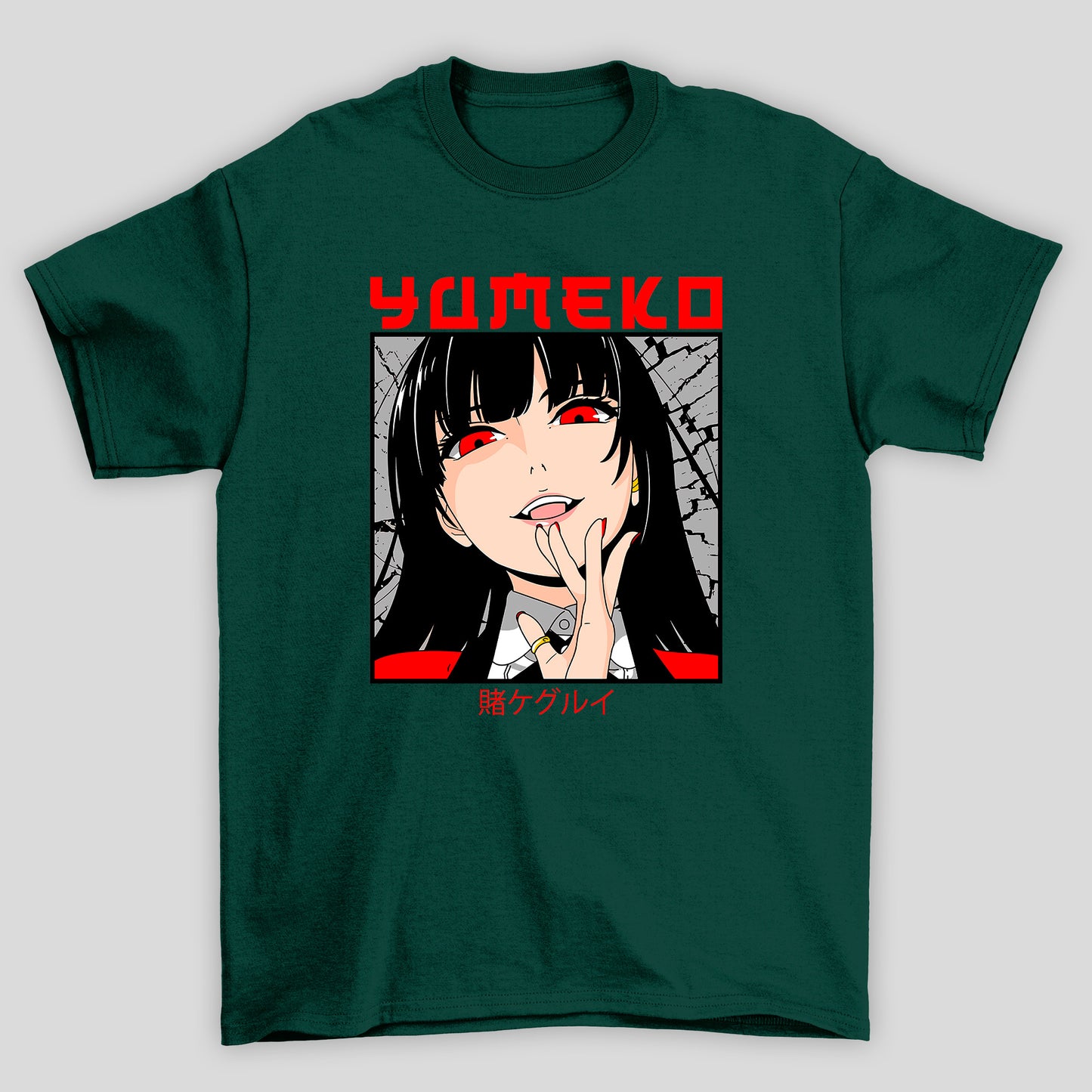 Camiseta Básica Unissex Yumeko Jabami Rosto Kanji Kakegurui