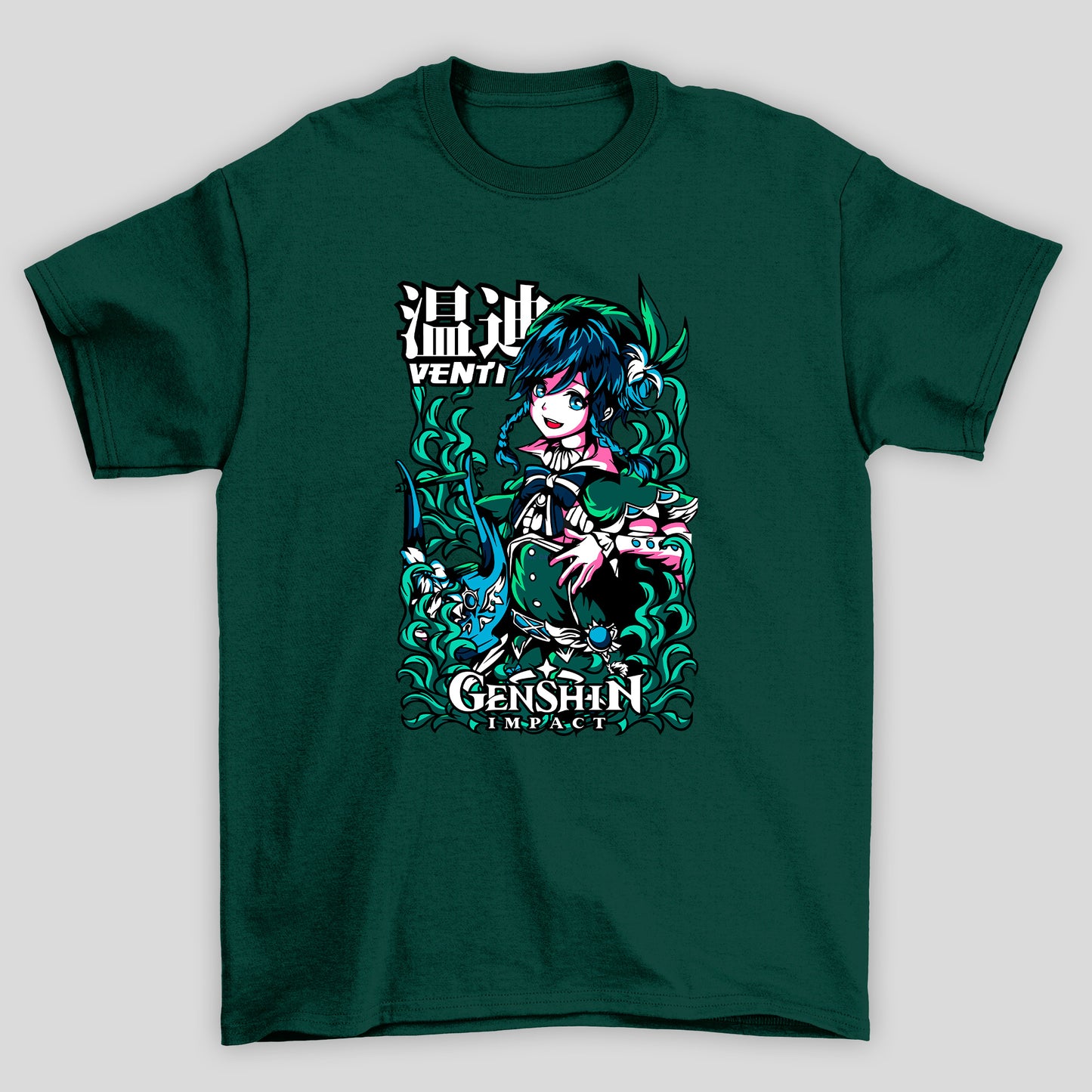 Camisetaa Básica Unissex Venti Kanji Genshin