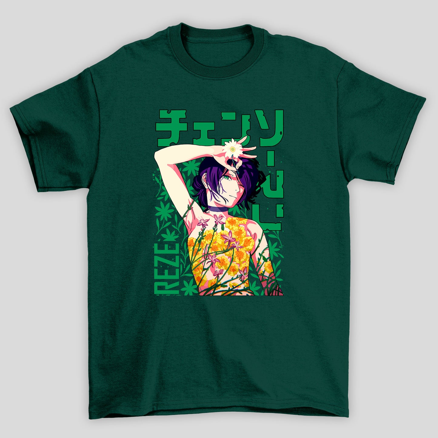 Camiseta Básica Unissex Chainsaw Man Reze Flowers