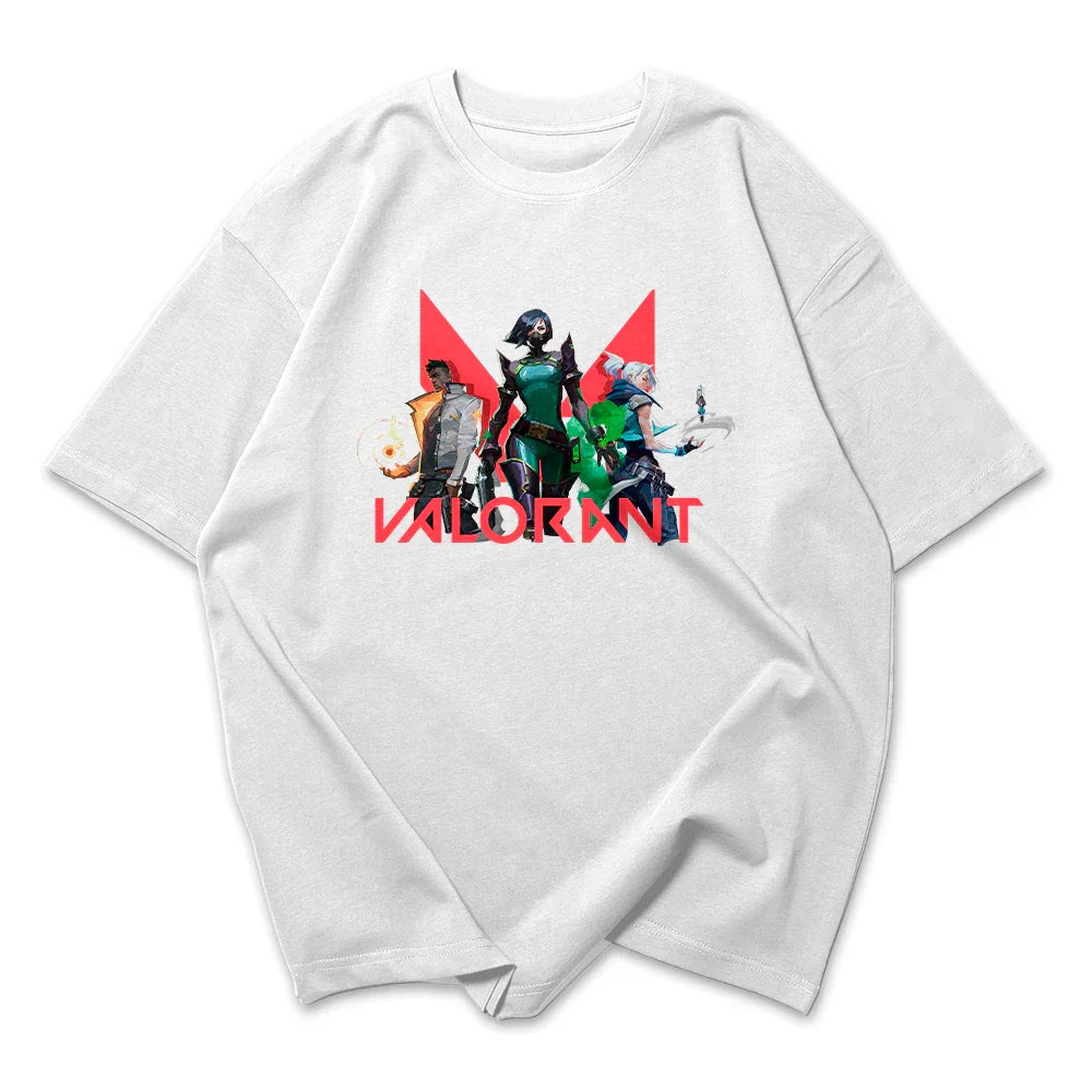 Camiseta Oversized Valorant Logo Personagens