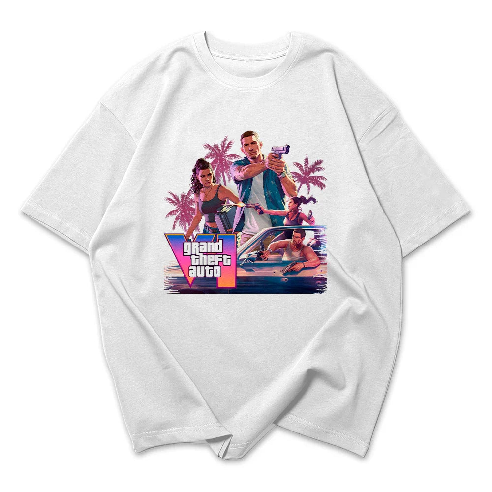 Camiseta Oversized GTA 6 Lucia e Jason Montagem