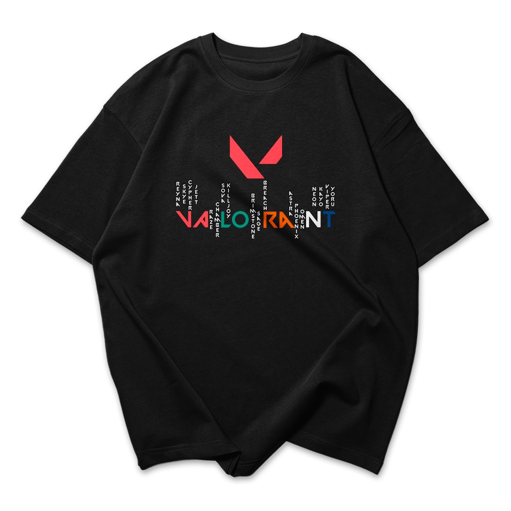 Camiseta Oversized Valorant Nomes Logo