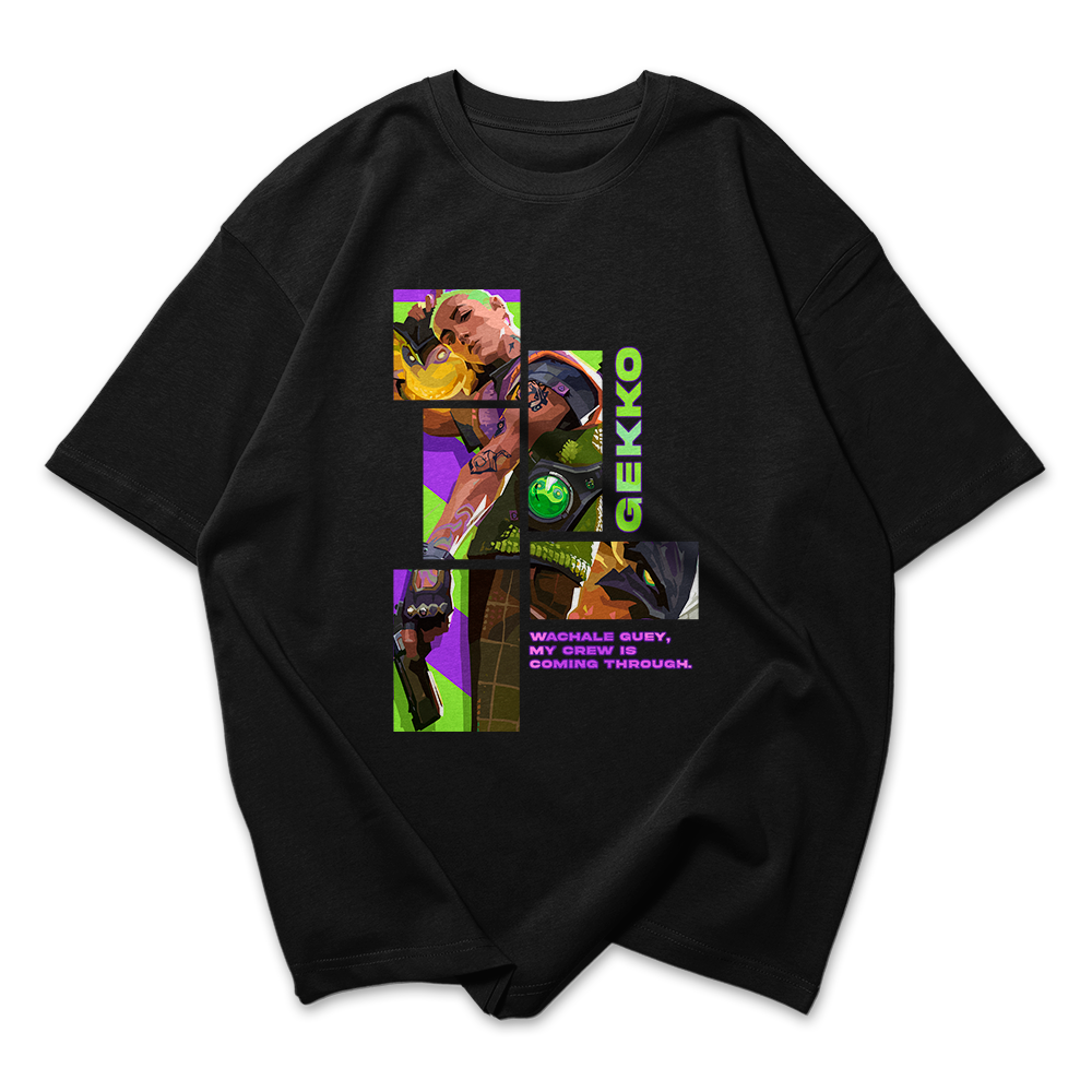 Camiseta Oversized Valorant Gekko Quadrados