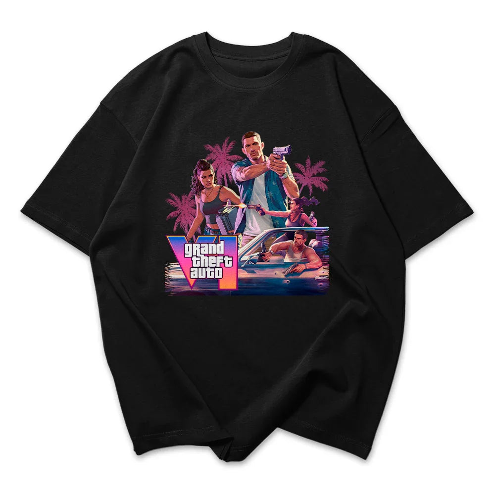 Camiseta Oversized GTA 6 Lucia e Jason Montagem