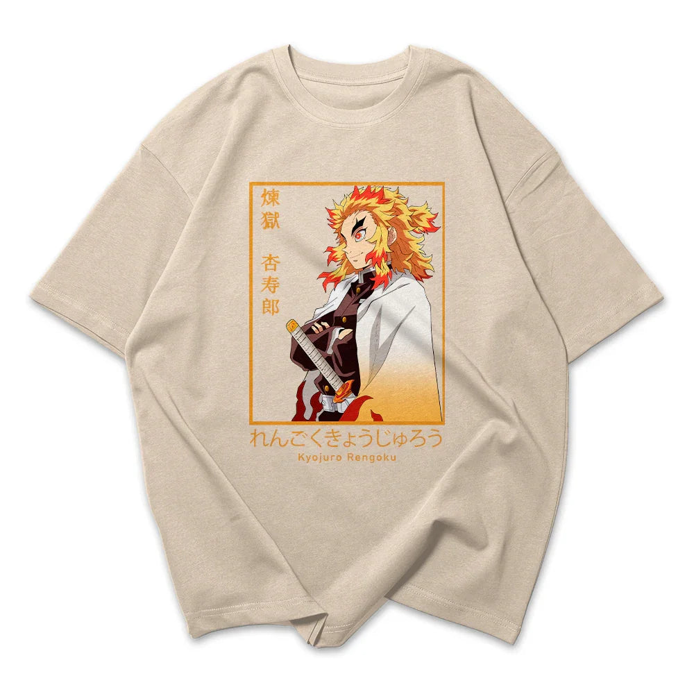 Camiseta Oversized Rengoku Kyojuro Kimetsu no Yaiba
