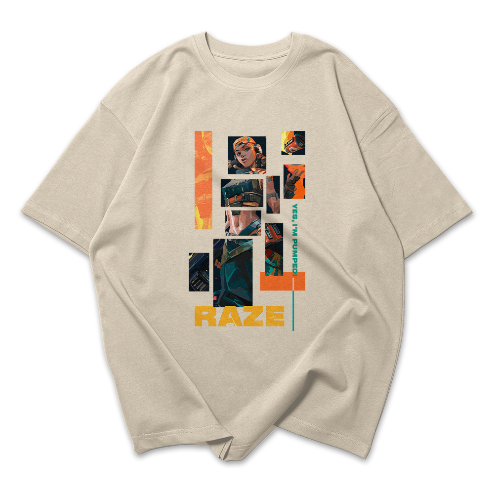 Camiseta Oversized Valorant Raze Quadrados