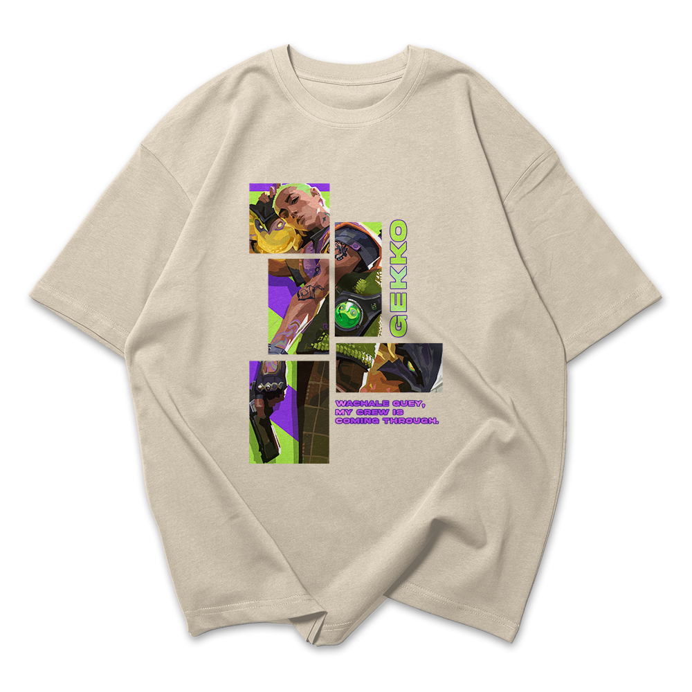 Camiseta Oversized Valorant Gekko Quadrados
