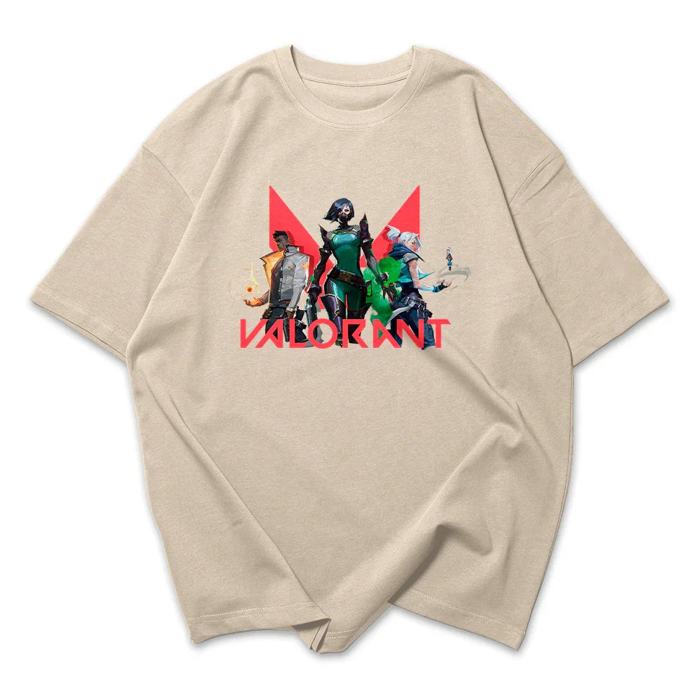 Camiseta Oversized Valorant Logo Personagens