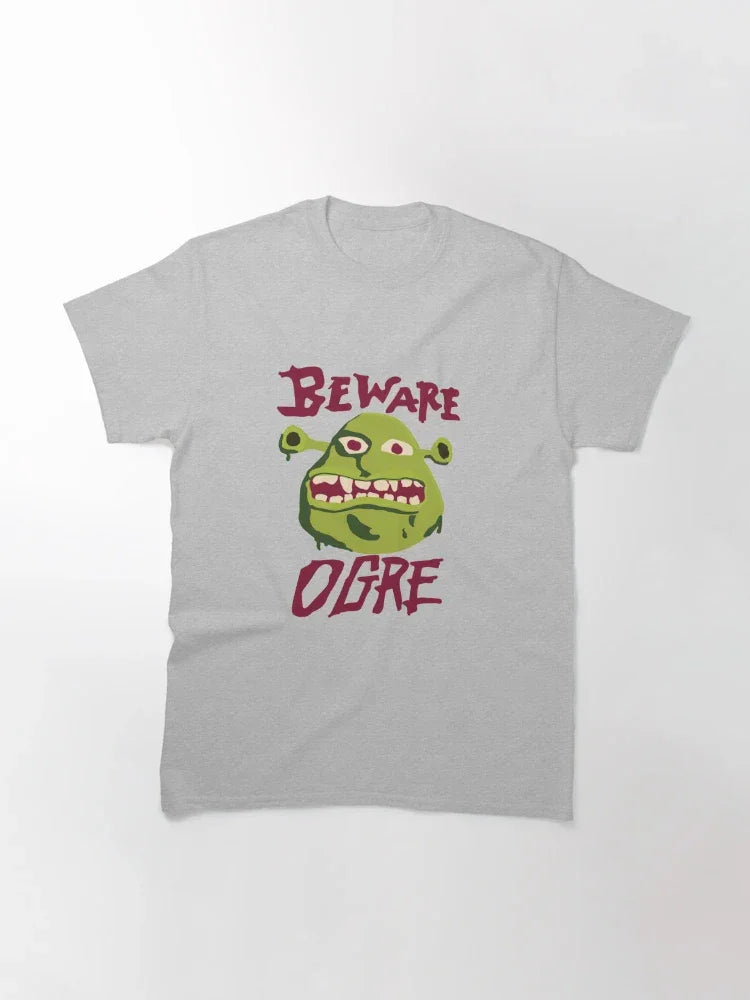 Camiseta Básica Unissex Beware Ogre Cuidado Ogro Cinza