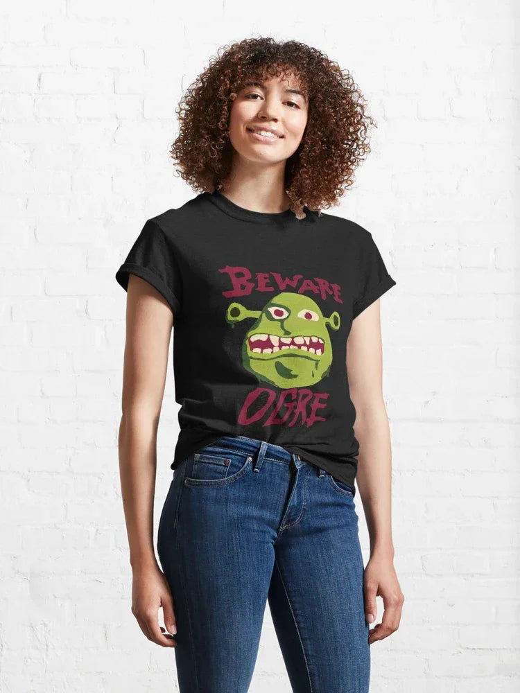 Camiseta Básica Unissex Beware Ogre Cuidado Ogro Preto