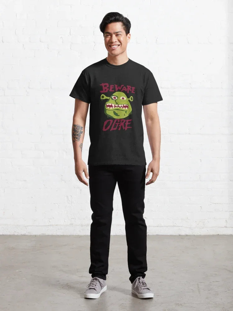 Camiseta Básica Unissex Beware Ogre Cuidado Ogro Preto