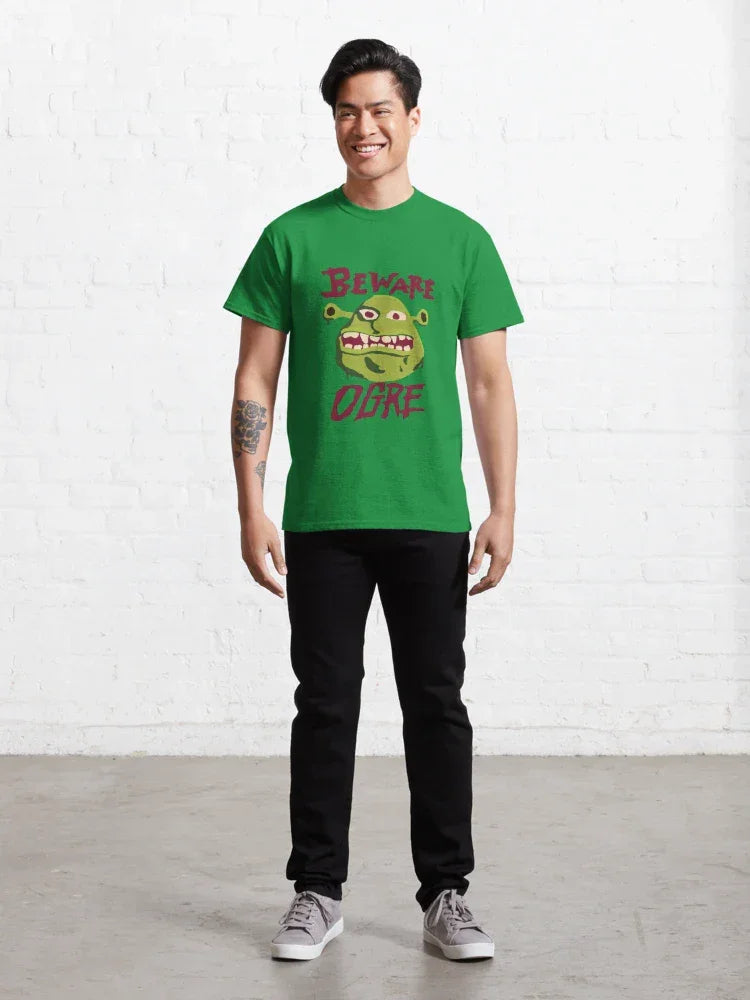 Camiseta Básica Unissex Beware Ogre Cuidado Ogro Verde