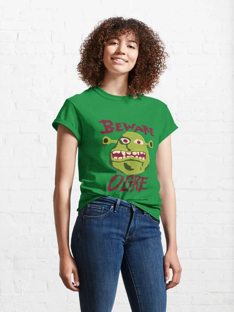 Camiseta Básica Unissex Beware Ogre Cuidado Ogro Verde