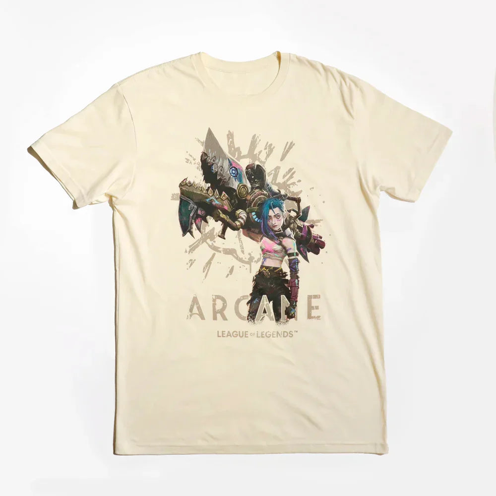 Camiseta Básica Unissex Arcane Jinx Fishbones/Bazuca Pérola