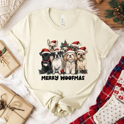 Camiseta Básica Unissex Dogs Merry Woofmas