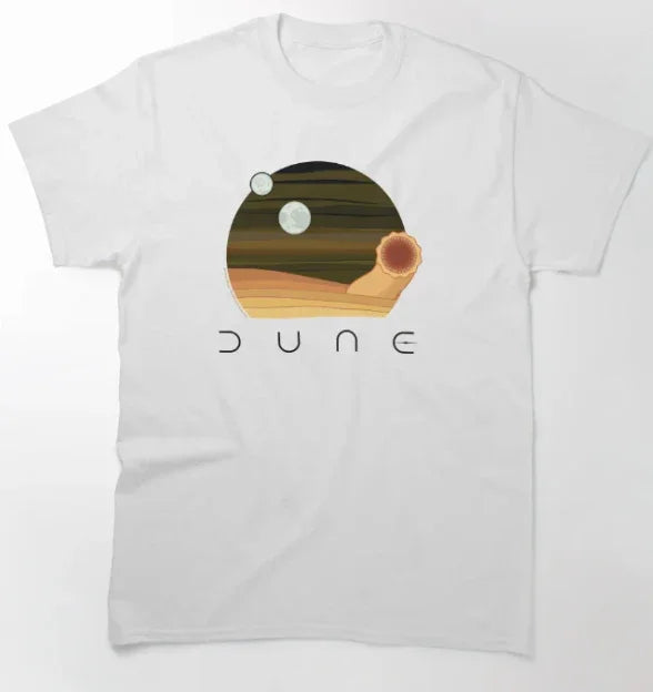 CAMISETA BASICA UNISEX Dune Desert Night and Sandworm-branca