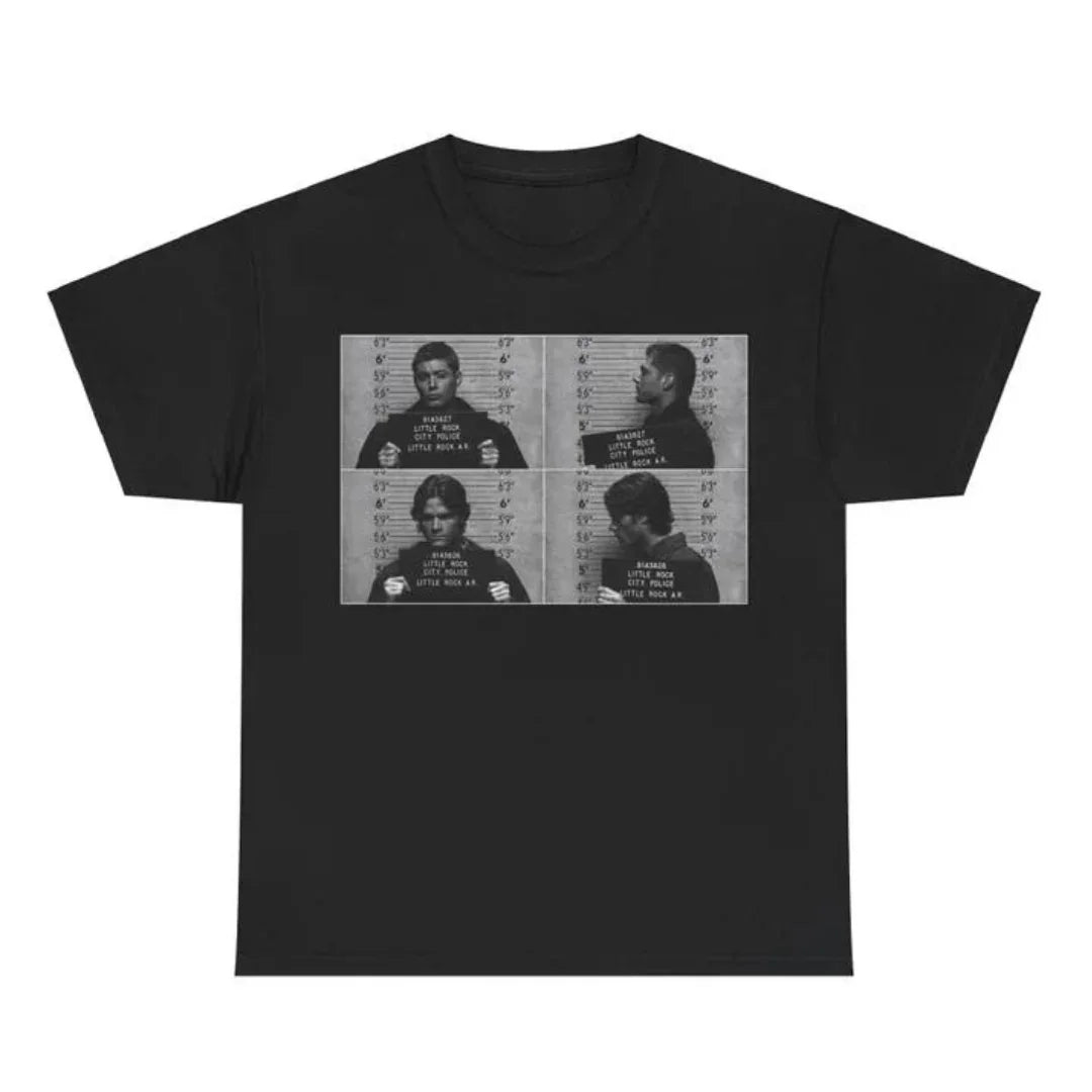 Camiseta Básica Unissex Prison Dean and Sam Supernatural Preto