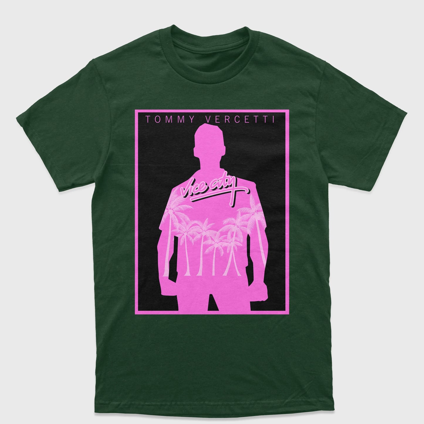 Camiseta Básica Unissex GTA Vice City Tommy Vercetti-VERDE