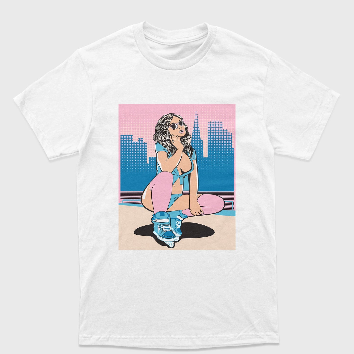 Camiseta Básica Unissex Grand Theft Auto Woman-BRANCO