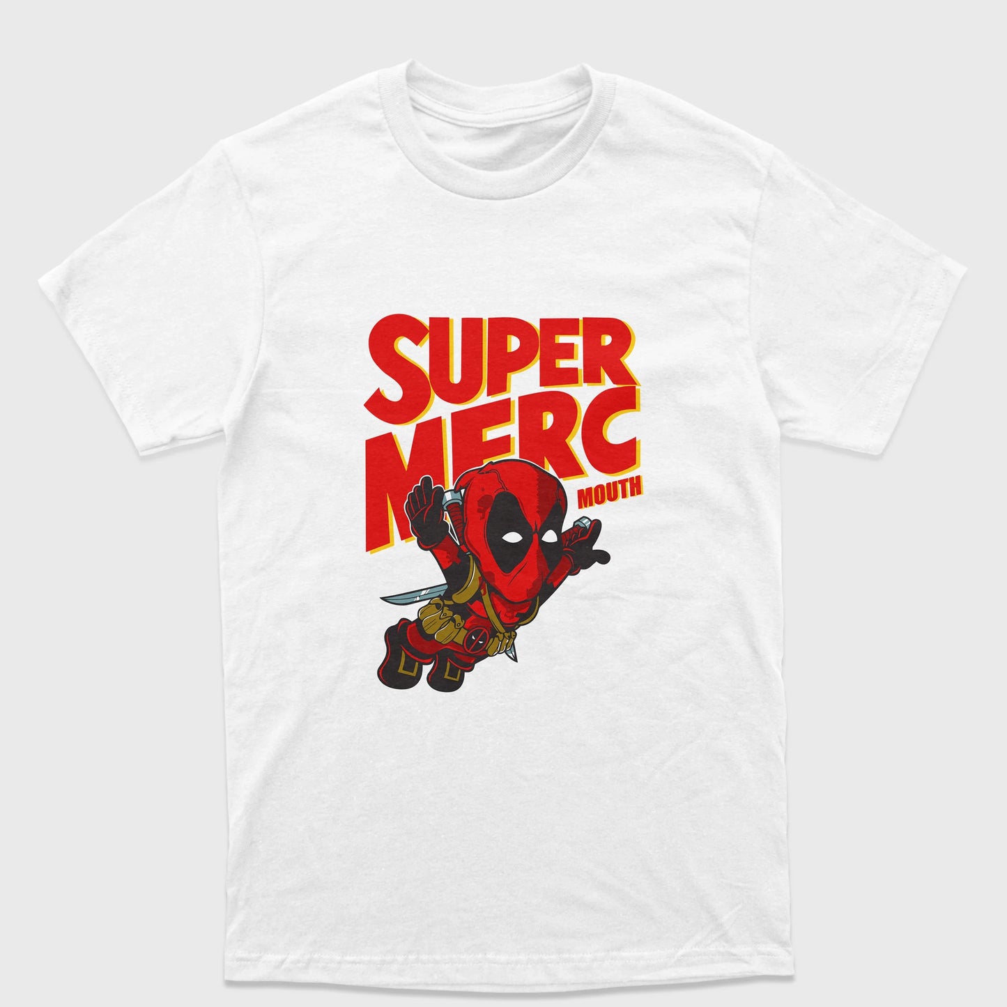 Camiseta Básica Unissex Super Mario Deadpool Marvel Branco