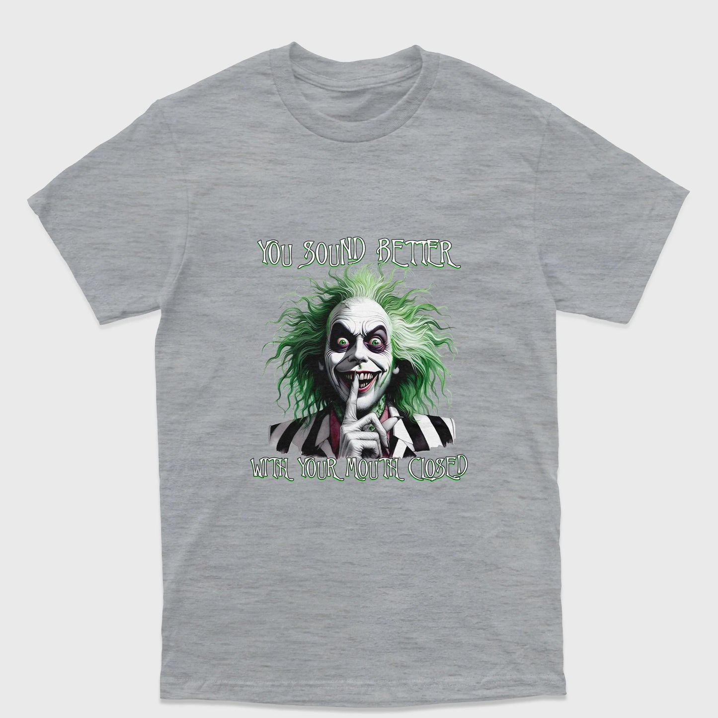 Camiseta Básica Unissex Beetlejuice You Sound Better With Your Mouth Closed