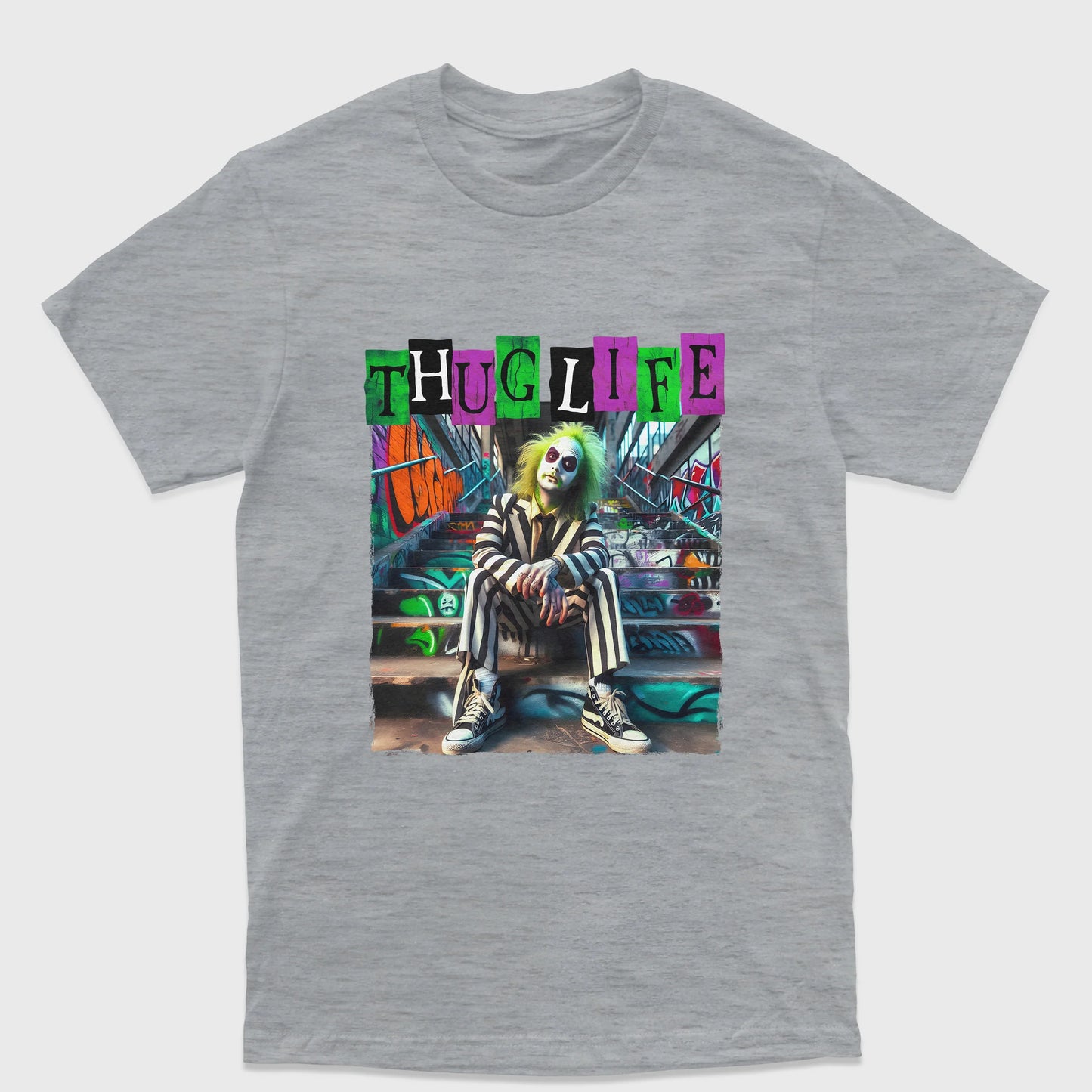 Camiseta Básica Unissex Beetlejuice ThugLife Stairs