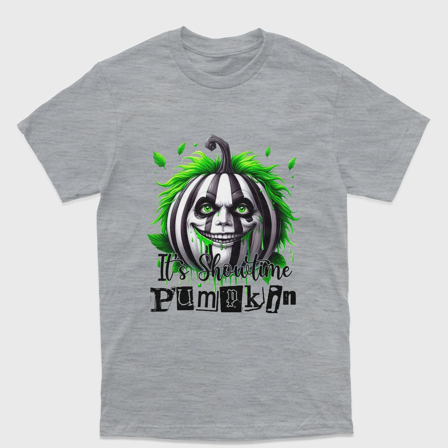 Camiseta Básica Unissex It's Show time Pumpkim Beetlejuice