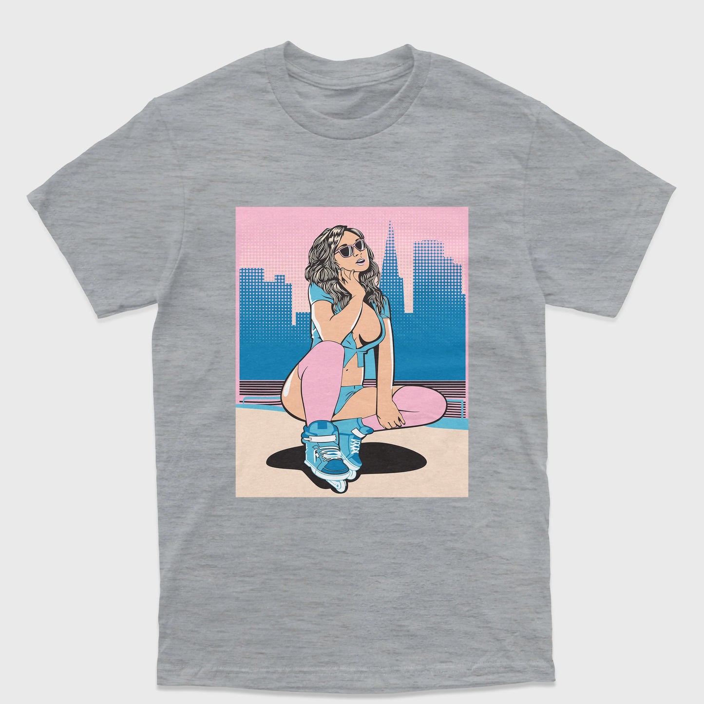 Camiseta Básica Unissex Grand Theft Auto Woman-CINZA
