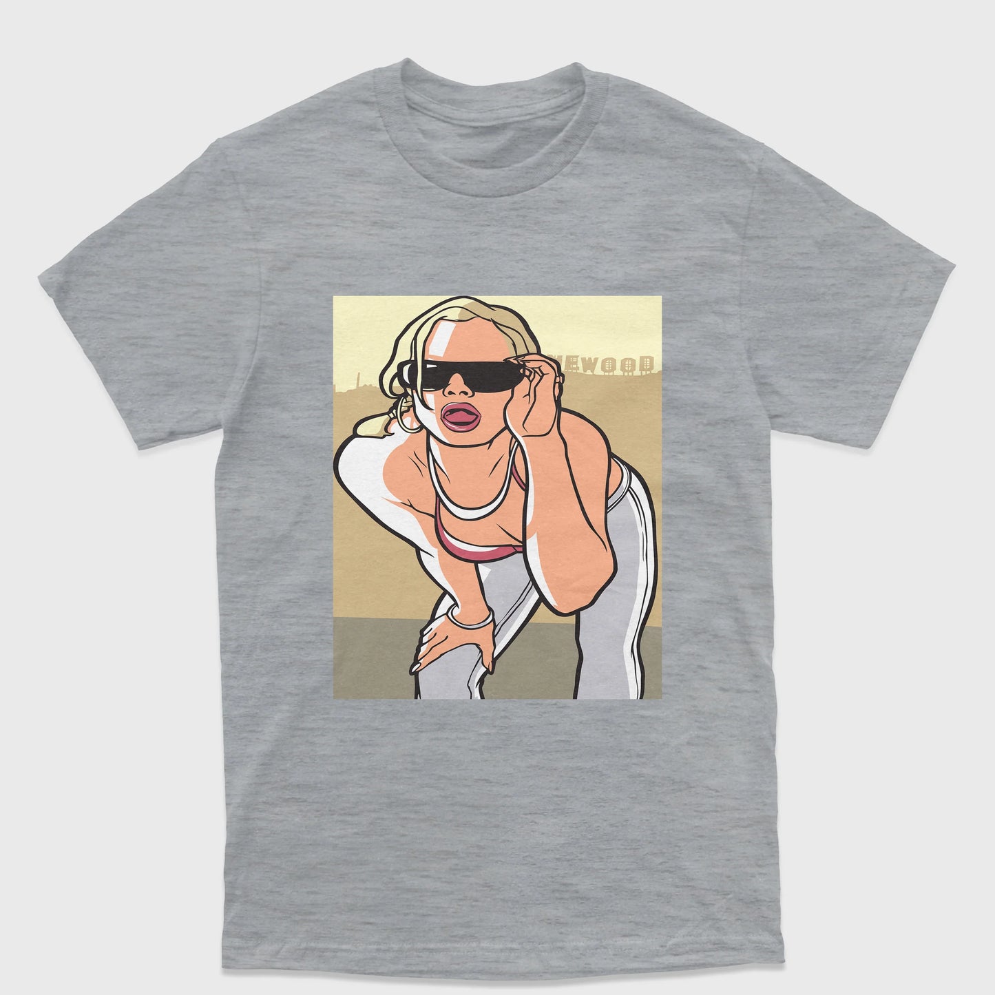Camiseta Básica Unissex Grand Theft Auto Woman Logo-CINZA