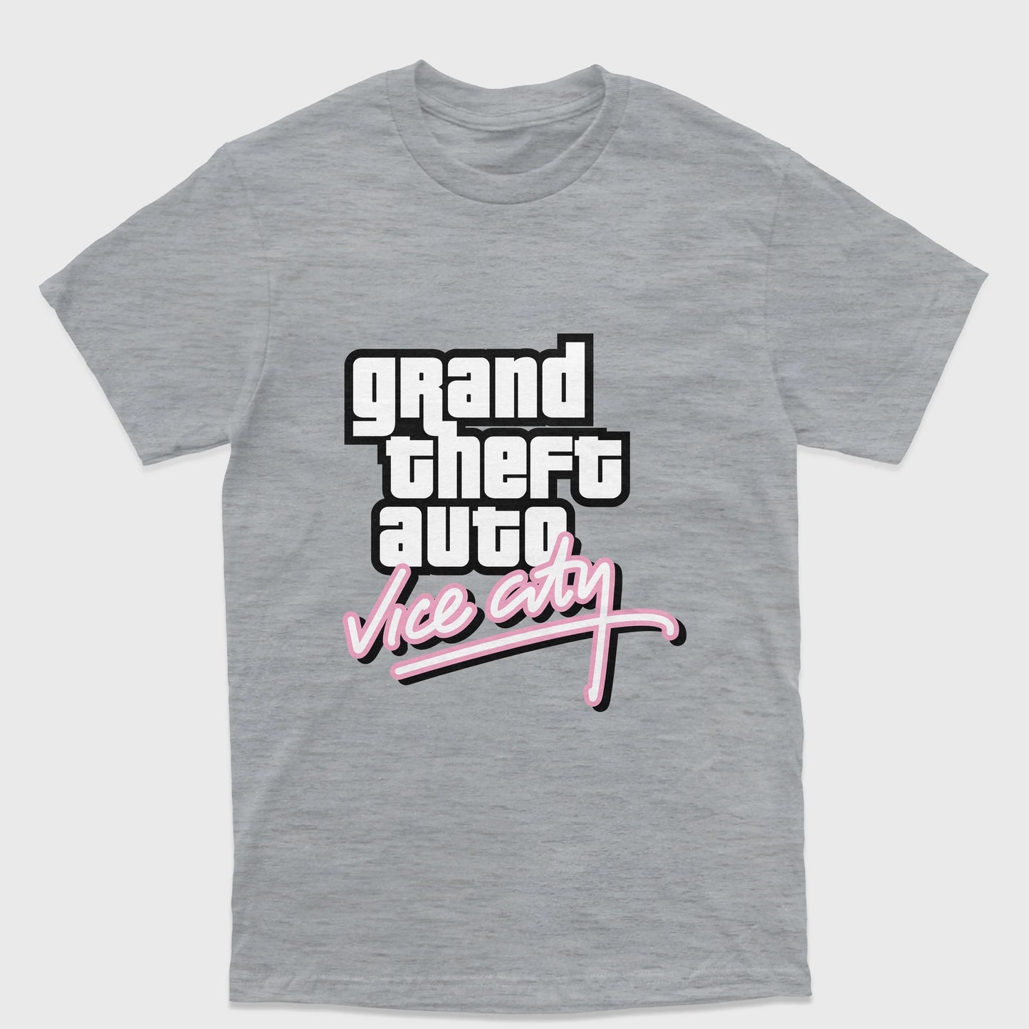 Camiseta Básica Unissex Grand Theft Auto Vice City-CINZA