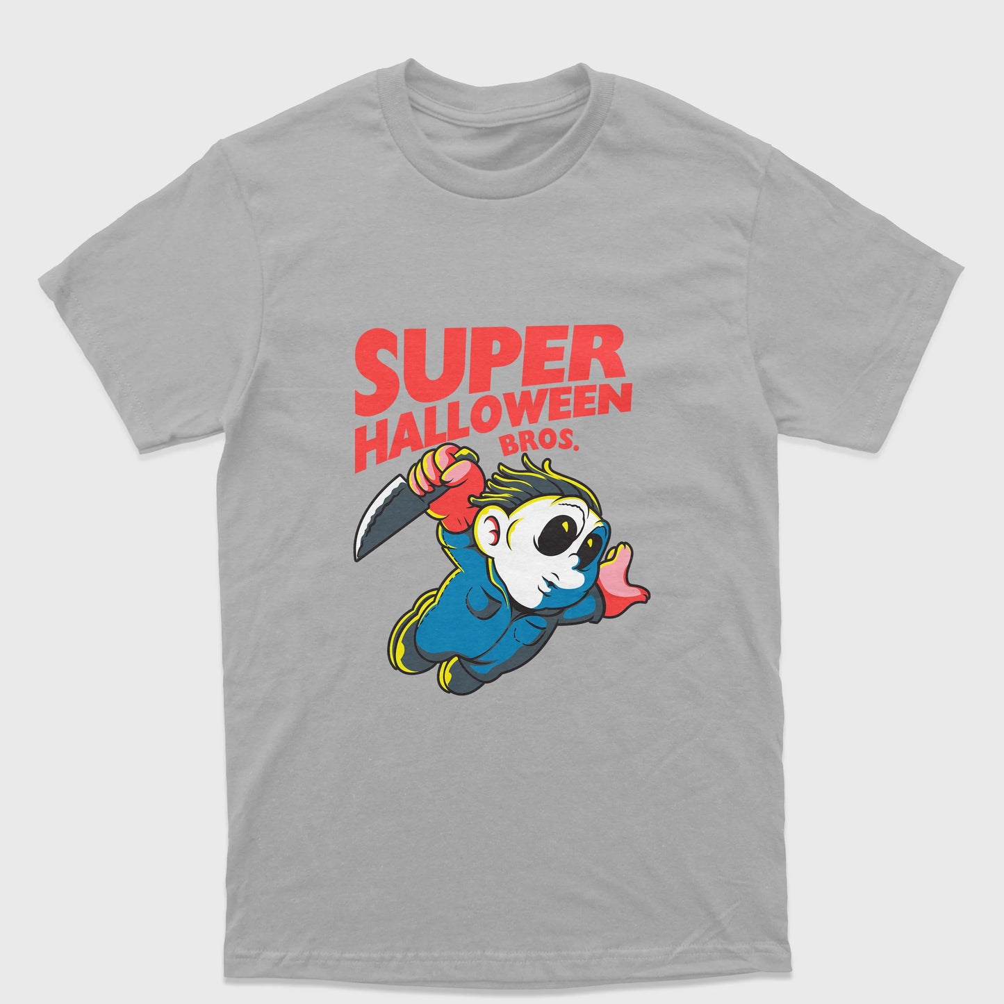 Camiseta Básica Unissex Super Mario Halloween Michael Myers