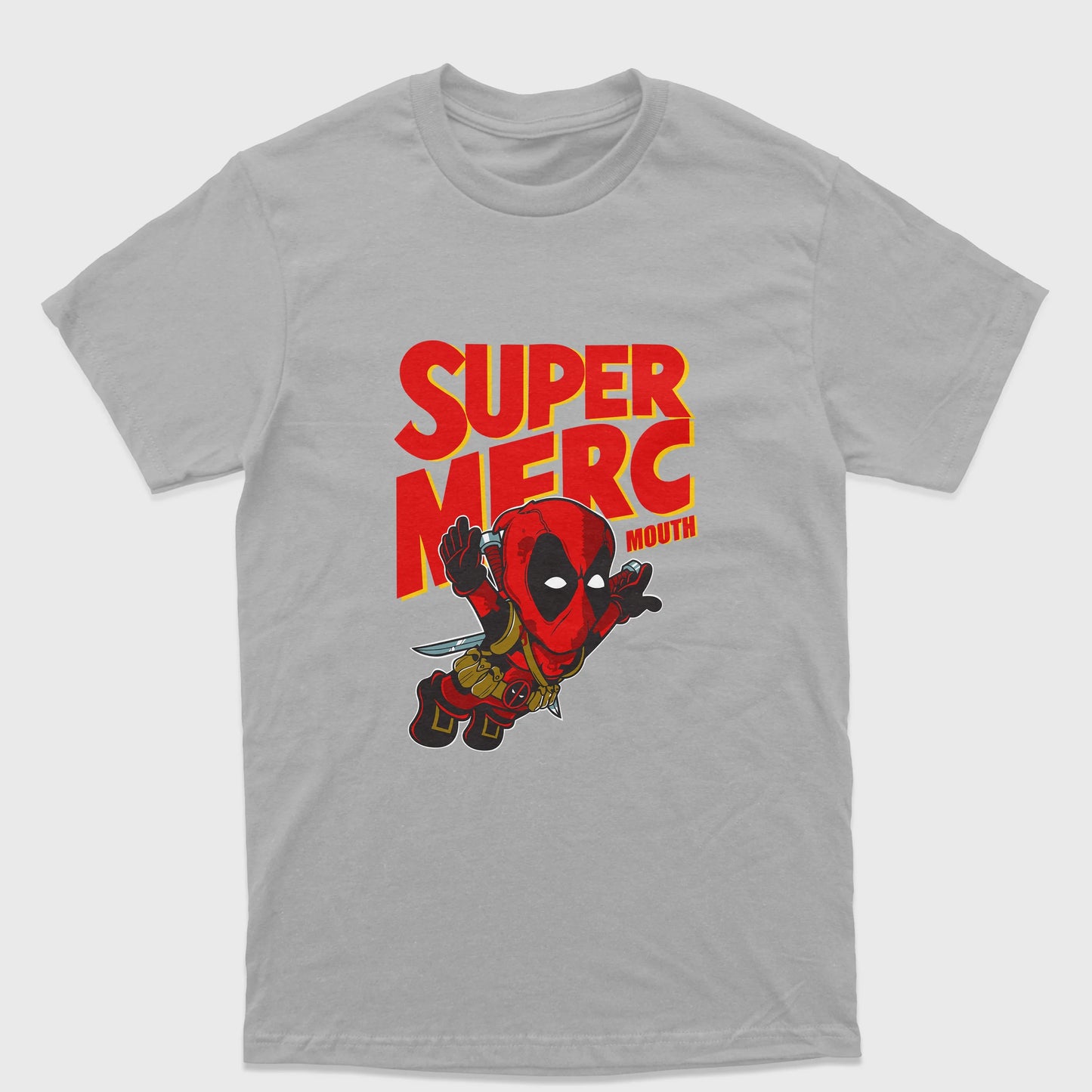 Camiseta Básica Unissex Super Mario Deadpool Marvel Cinza